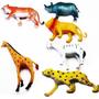 Imagem de Kit 6 Animal Borracha Africa Leão Zebra Tigre Onça Girafa