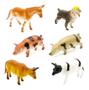 Imagem de Kit 6 Animal Borracha Fazenda Vaca Bode Jegue Porco Cão