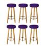 Imagem de Kit 6 Banquetas Decorativas 78cm com Pés Pálito Italian Roxo - Mafer