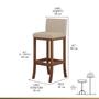 Imagem de Kit 6 Banquetas Média Encosto Estofado 38x90Cm Ilha Espanha Madeira Maciça Castanho Suede Bege CCS