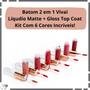 Imagem de Kit 6 Batons 2 Em 1 Vivai - Matte E Gloss Top Coat Viva Vida