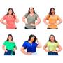 Imagem de Kit 6 Blusa feminina plus size GG lisa conforto