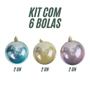 Imagem de Kit 6 Bolas de Natal 8 cm Coloridas Lisa Brilhante para Árvore Natalino