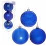 Imagem de Kit 6 Bolas Para Árvore De Natal 8cm Grande Azul Decoração