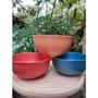 Imagem de Kit 6 Bowls Bambu Plástico Stripes Lyor 500ml Coloridos 15x7cm Tigelas Sobremesas Cereais