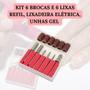 Imagem de Kit 6 brocas e 6 lixas refil lixadeira elétrica unhas