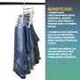 Imagem de Kit 6 Cabide Para Calça Jeans Bolsa Multifuncional Dobrável Retrátil 5 Divisórias Inox