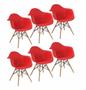 Imagem de KIT 6 Cadeiras Charles Eames Eiffel Design Wood Com Braços - Vermelha