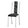 Imagem de Kit 6 Cadeiras de Cozinha Geórgia Estampado Preto Florido Pés de Ferro Branco - Pallazio