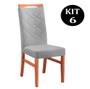 Imagem de Kit 6 Cadeiras de Jantar Estofada Cinza em Veludo Almere