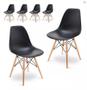 Imagem de Kit 6 Cadeiras Eiffel Charles Eames Dkr Base Madeira Preta