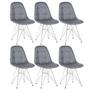 Imagem de Kit 6 cadeiras estofadas Charles Eames Eiffel Botonê com pés de metal cromado