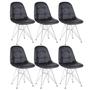 Imagem de Kit 6 cadeiras estofadas Charles Eames Eiffel Botonê com pés de metal cromado