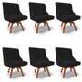 Imagem de Kit 6 Cadeiras Estofadas Giratória para Sala de Jantar Lia Linho Preto - Ibiza