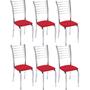 Imagem de Kit 6 cadeiras Iara cromada para cozinha-Assento vermelho-Gat Magazine