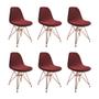 Imagem de Kit 6 Cadeiras Jantar Eames Eiffel Estofadas Vermelho Base Cobre