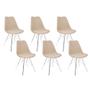 Imagem de Kit 6 Cadeiras Leda Estofada Eames Fendi Tower Cromado