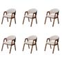 Imagem de Kit 6 Cadeiras Liz para Sala de Jantar Pés Madeira material sintético Preto e Boucle Off White