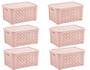 Imagem de Kit 6 Caixas Organizadoras RATTAN 5 litros C/Tampa 24x17x12cm Rosa 709 Paramount