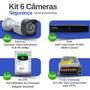 Imagem de Kit 6 Câmeras Bullet Tudo Forte TF 2020 B Full HD 1080p com Visão Noturna 20M Proteção IP66 + DVR Tudo Forte TFHDX 3308 8 Canais + HD 2TB Skyhawk