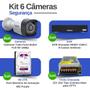 Imagem de Kit 6 Câmeras de Segurança Full HD 1080p 2MP Bullet 20 Metros Infravermelho Tudo Forte + Gravador Digital de vídeo Intelbras MHDX 1108-C + HD 2TB