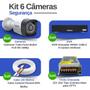 Imagem de Kit 6 Câmeras de Segurança Full HD 1080p 2MP Bullet com Visão Noturna Infravermelho 20M Tudo Forte + Gravador Digital de vídeo Intelbras MHDX 1008-C