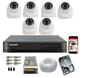 Imagem de Kit 6 Câmeras Dome Full Hd 1080p DVR Hikvision 8 Canais turbo C/Hd