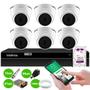 Imagem de Kit 6 Câmeras Intelbras VHD 1220 G7 Dome Full HD com Visão Noturna de 20m Multi HD + DVR Intelbras MHDX 1208 8 Canais + HD 1TB