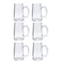 Imagem de Kit 6 Caneca 380 Ml de Vidro Temperado Com Alça para Chopp
