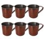 Imagem de Kit 6 Caneca Aço Inox Amassadinho Moscow Mule 300mL Cobreada