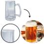 Imagem de Kit 6 Caneca Chopp 380ml Vidro Transparente Para Presente Alça Reforçada Canelada Decoração Grosso