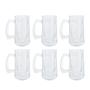 Imagem de Kit 6 Caneca De Chopp Com Alça Vidro Robusta Relevo Clássica Copo Cerveja Bebidas Pub Bar 400ml Gelada Transparente