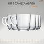 Imagem de Kit 6 Canecas Aspen Vidro Diamante 300Ml Xícara de Café