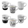 Imagem de Kit 6 Canecas de Porcelana para Chá e Café Diversas - 230ml