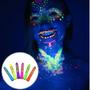 Imagem de Kit 6 Caneta Cera Tinta Pintura Facial Corporal Rosto Fluorescente Neon Carnaval Festa Balada 