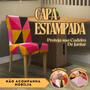 Imagem de Kit 6 Capas De Cadeira De Jantar Estampada Malha Gel Coladinha Premium Super Reforçada