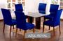 Imagem de Kit 6 Capas Para Cadeira de Jantar Malha Com Elástico Cor Azul Royal