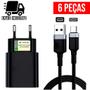 Imagem de Kit 6 Carregador Rapido Tipo C USB Cabo Super Rapido 2.4A