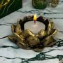 Imagem de Kit 6 Castiçal Porta Vela Flor de Lótus enfeite mesa de jantar luxo