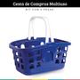 Imagem de Kit 6 Cestas de Compras Supermercado Cestinha Farmácia Azul