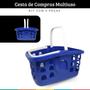Imagem de Kit 6 Cestas de Compras Supermercado Cestinha Farmácia Azul