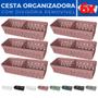 Imagem de Kit 6 Cesto Organizador Rattan c/ Divisória Removível 23x8