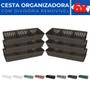 Imagem de Kit 6 Cesto Organizador Rattan c/ Divisória Removível 34x11