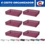 Imagem de Kit 6 Cesto Organizador Rattan Multiuso Armário Gaveta Lavanderia G (34x25)