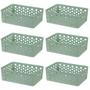 Imagem de Kit 6 Cesto Organizador Rattan Multiuso Armário Gaveta Lavanderia P (19x13)