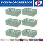 Imagem de Kit 6 Cesto Organizador Rattan Multiuso Armário Gaveta Lavanderia P (19x13)