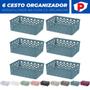 Imagem de Kit 6 Cesto Organizador Rattan Multiuso Armário Gaveta Lavanderia P (19x13)