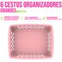 Imagem de Kit 6 Cestos Grandes Decorativos Gaveta Organização Armário