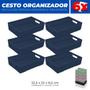 Imagem de Kit 6 Cestos Organizador Armário Gaveta Lavanderia M 33x23