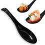 Imagem de Kit 6 Colheres para Sopas e Molhos Preta + 6 Travessas Prato para Sushi 18 X 11 Cm Melamina